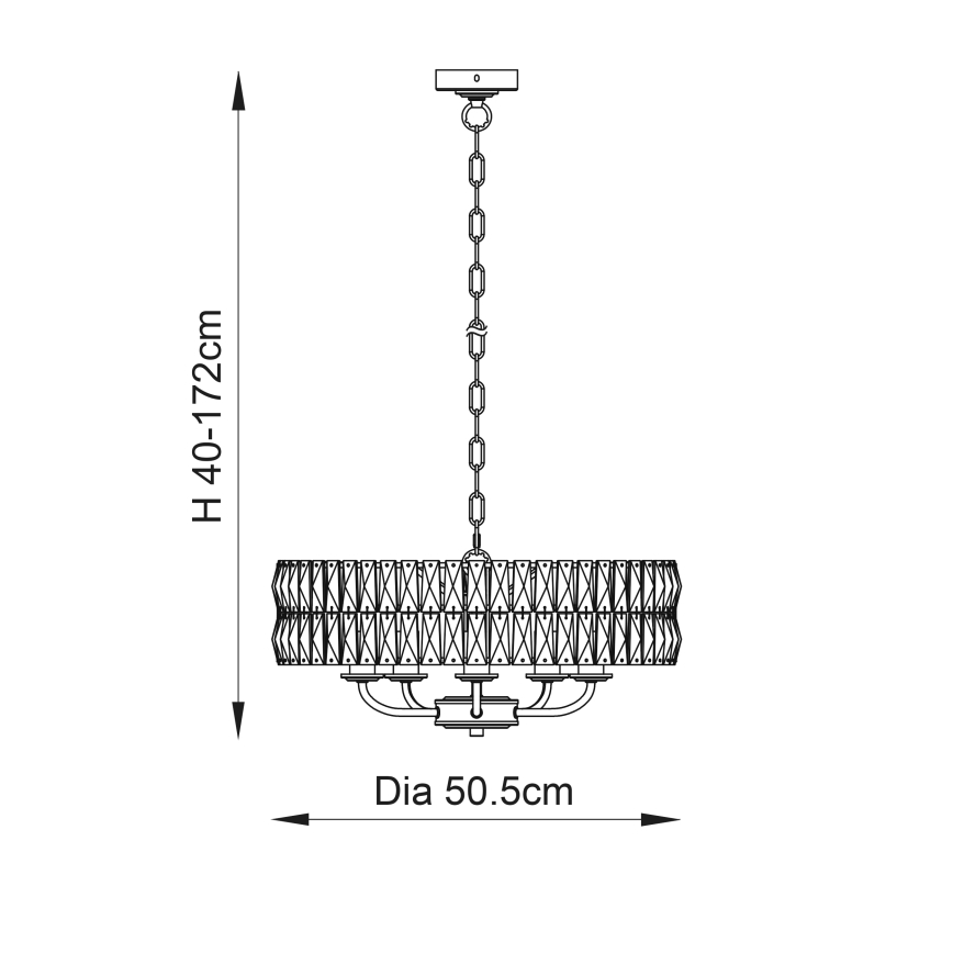 Endon 106244 - Κρεμαστό φωτιστικό με αλυσίδα CLIFTON 5xE14/6W/230V μπρούτζινο/διάφανο