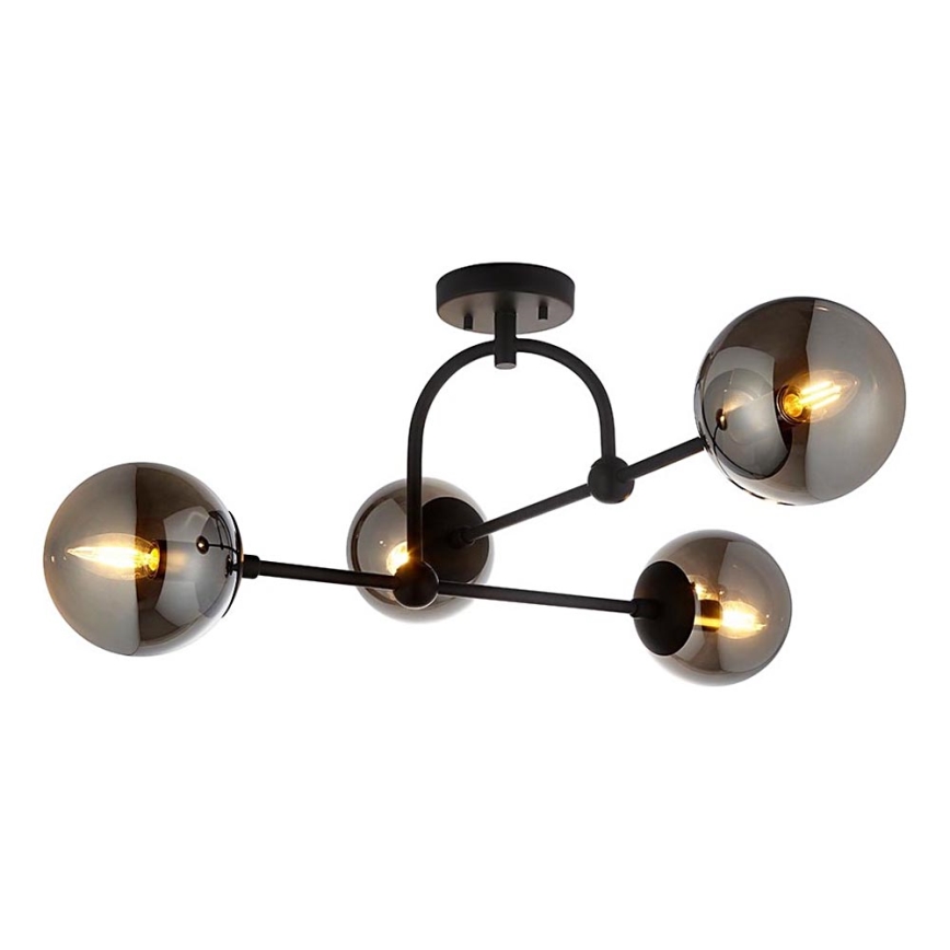 Endon 106662 - Πλαφονιέρα οροφής ONTARIO 4xE14/7W/230V μαύρο/φιμέ