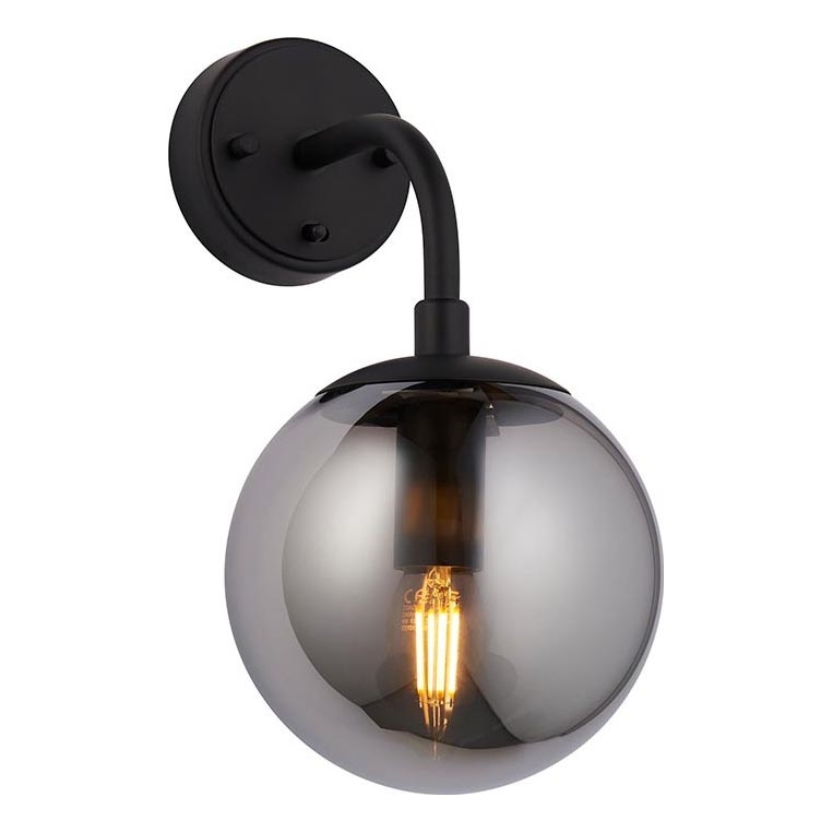 Endon 106664 - Φωτιστικό τοίχου ONTARIO 1xE14/7W/230V μαύρο/φιμέ