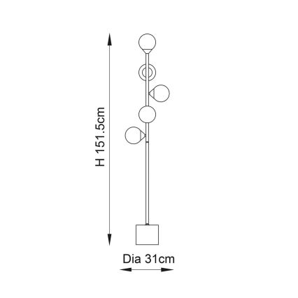 Endon 106756 - Επιδαπέδιο φωτιστικό OTIS 5xG9/3W/230V χρυσό