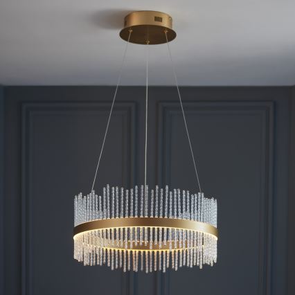 Endon 107671 - Led Dimmable κρεμαστό φωτιστικό οροφής ADRIEL LED/41W/230V 3000K διάμετρος 51 cm χρυσό/διαφανές