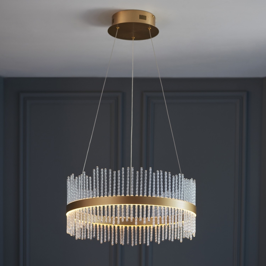 Endon 107671 - Led Dimmable κρεμαστό φωτιστικό οροφής ADRIEL LED/41W/230V 3000K διάμετρος 51 cm χρυσό/διαφανές
