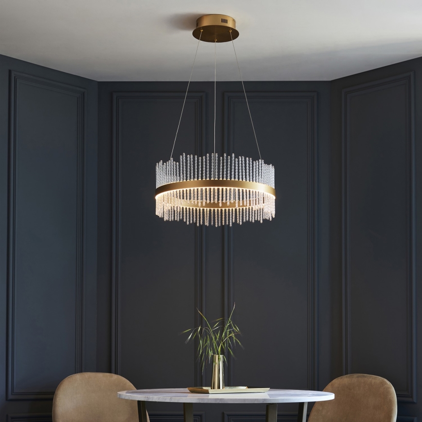 Endon 107671 - Led Dimmable κρεμαστό φωτιστικό οροφής ADRIEL LED/41W/230V 3000K διάμετρος 51 cm χρυσό/διαφανές