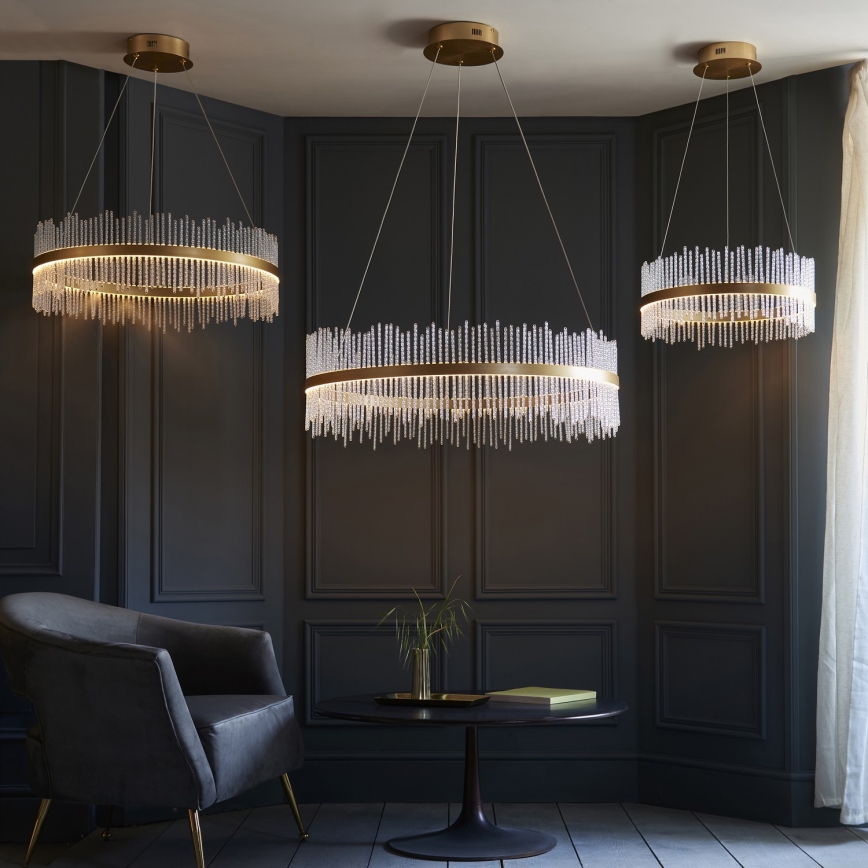 Endon 107671 - Led Dimmable κρεμαστό φωτιστικό οροφής ADRIEL LED/41W/230V 3000K διάμετρος 51 cm χρυσό/διαφανές