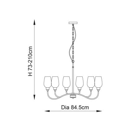 Endon 107791 - Πολυέλαιος με αλυσίδα 6xE14/6W/230V ορείχαλκος