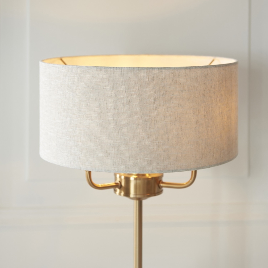 Endon 110721 - Eπιτραπέζιο φωτιστικό HIGHCLERE 3xE14/18W/230V μπεζ/ορείχαλκος