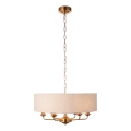 Endon 110722 - Κρεμαστό φωτιστικό οροφής HIGHCLERE 6xE14/6W/230V μπεζ/ορείχαλκος διάμετρος 55 cm