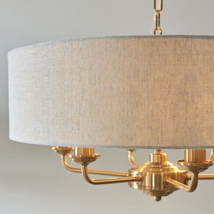 Endon 110722 - Κρεμαστό φωτιστικό οροφής HIGHCLERE 6xE14/6W/230V μπεζ/ορείχαλκος διάμετρος 55 cm