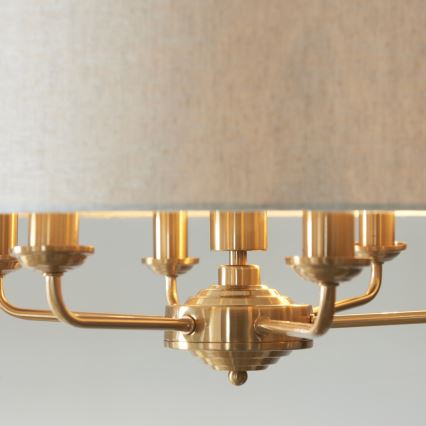 Endon 110722 - Κρεμαστό φωτιστικό οροφής HIGHCLERE 6xE14/6W/230V μπεζ/ορείχαλκος διάμετρος 55 cm