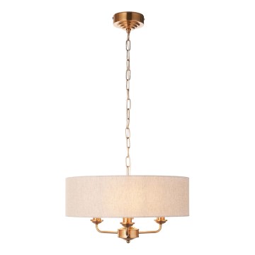 Endon 110723 - Κρεμαστό φωτιστικό οροφής HIGHCLERE 3xE14/40W/230V μπεζ/ορείχαλκος