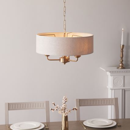 Endon 110723 - Κρεμαστό φωτιστικό οροφής HIGHCLERE 3xE14/40W/230V μπεζ/ορείχαλκος