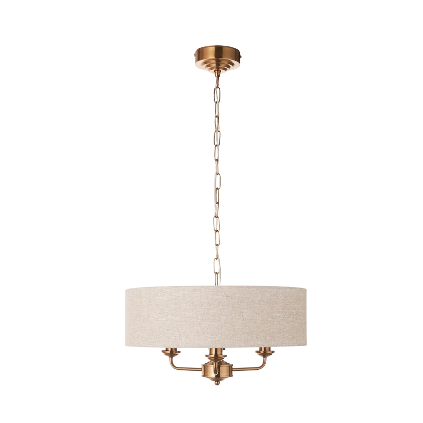 Endon 110723 - Κρεμαστό φωτιστικό οροφής HIGHCLERE 3xE14/40W/230V μπεζ/ορείχαλκος