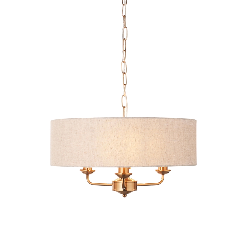 Endon 110723 - Κρεμαστό φωτιστικό οροφής HIGHCLERE 3xE14/40W/230V μπεζ/ορείχαλκος