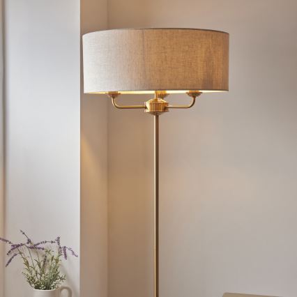 Endon 110724 - Επιδαπέδιο φωτιστικό HIGHCLERE 1xE14/40W/230V μπεζ/ορείχαλκος