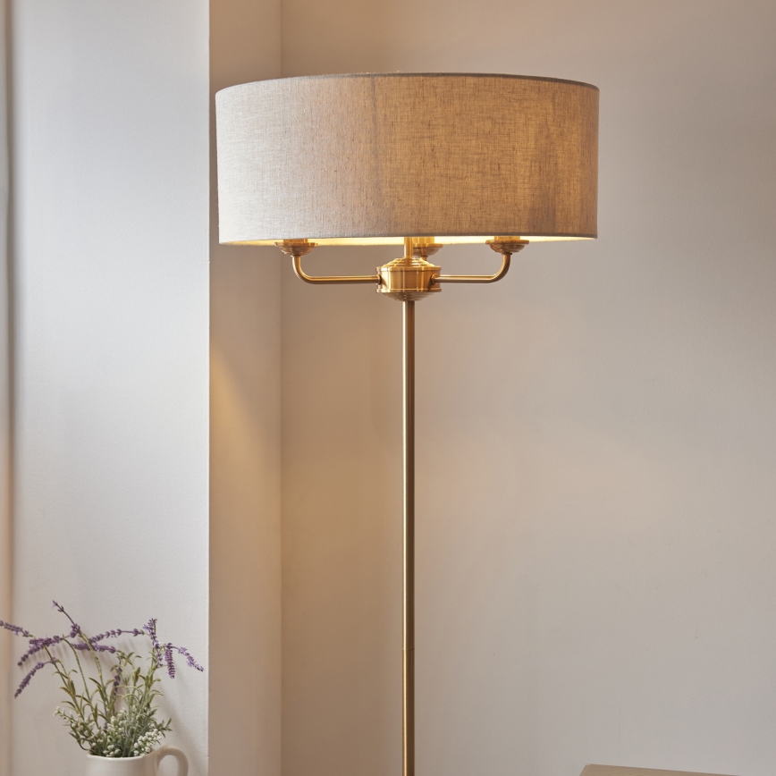 Endon 110724 - Επιδαπέδιο φωτιστικό HIGHCLERE 1xE14/40W/230V μπεζ/ορείχαλκος