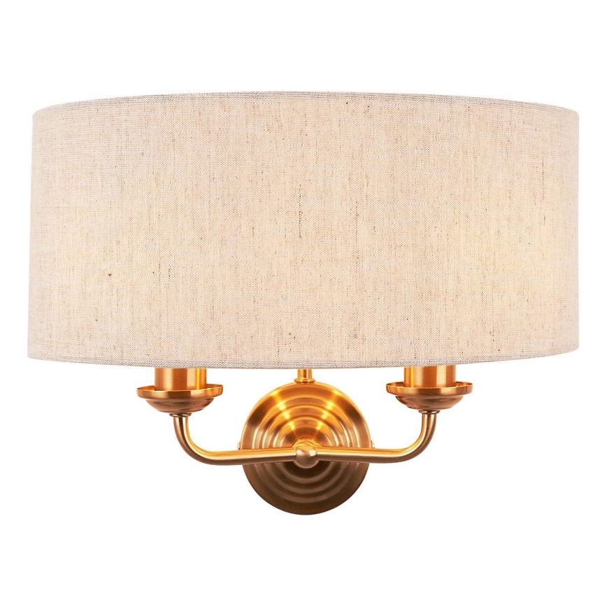 Endon 110726 - Φωτιστικό τοίχου HIGHCLERE 2xE14/40W/230V μπεζ/ορείχαλκος