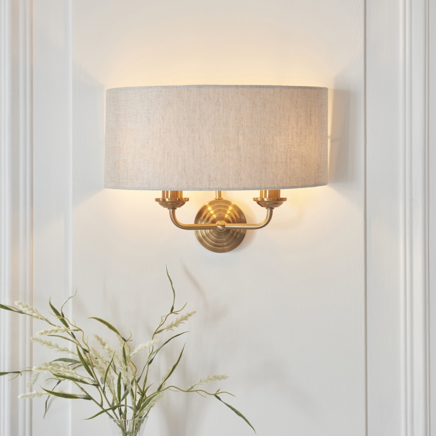 Endon 110726 - Φωτιστικό τοίχου HIGHCLERE 2xE14/40W/230V μπεζ/ορείχαλκος