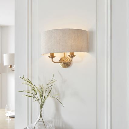 Endon 110726 - Φωτιστικό τοίχου HIGHCLERE 2xE14/40W/230V μπεζ/ορείχαλκος