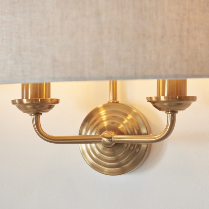 Endon 110726 - Φωτιστικό τοίχου HIGHCLERE 2xE14/40W/230V μπεζ/ορείχαλκος