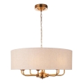Endon 110727 - Κρεμαστός πολυέλαιος με αλυσίδα HIGHCLERE 8xE14/6W/230V μπεζ/ορείχαλκος διάμ. 70 cm