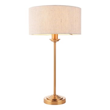 Endon 110728 - Επιτραπέζιο φωτιστικό HIGHCLERE 1xE14/7W/230V μπεζ/ορείχαλκο Ø 25 cm