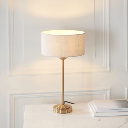 Endon 110728 - Επιτραπέζιο φωτιστικό HIGHCLERE 1xE14/7W/230V μπεζ/ορείχαλκο Ø 25 cm