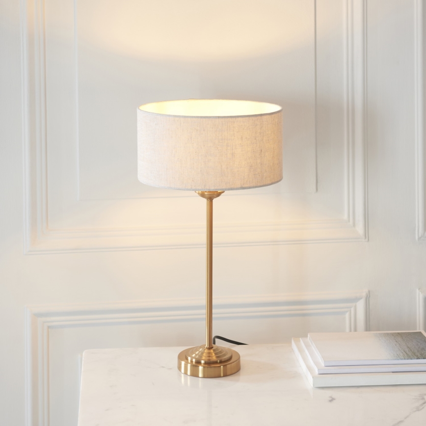 Endon 110728 - Επιτραπέζιο φωτιστικό HIGHCLERE 1xE14/7W/230V μπεζ/ορείχαλκο Ø 25 cm