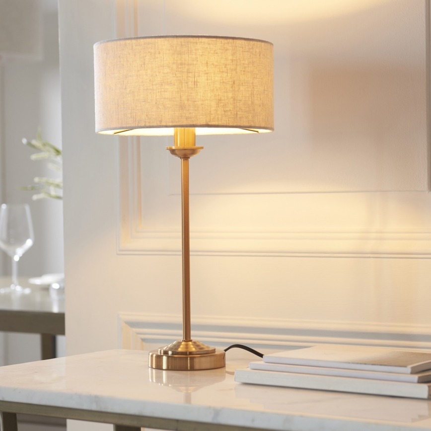Endon 110728 - Επιτραπέζιο φωτιστικό HIGHCLERE 1xE14/7W/230V μπεζ/ορείχαλκο Ø 25 cm