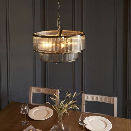 Endon 110944 - Πολυέλαιος με αλυσίδα RIDGETON 5xE14/6W/230V ορείχαλκος