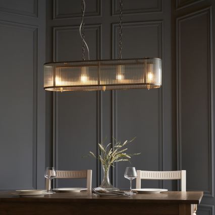 Endon 110945 - Κρεμαστό φωτιστικό οροφής RIDGETON 4xE14/6W/230V ορείχαλκος/διαφανές