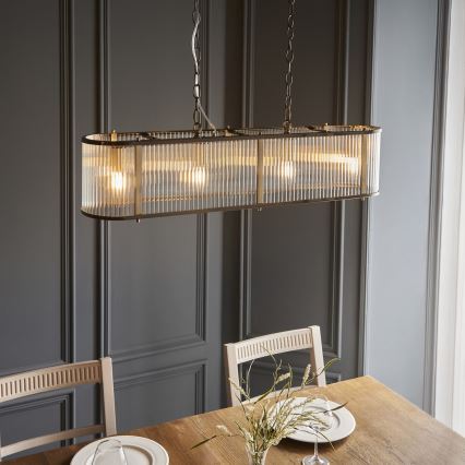 Endon 110945 - Κρεμαστό φωτιστικό οροφής RIDGETON 4xE14/6W/230V ορείχαλκος/διαφανές