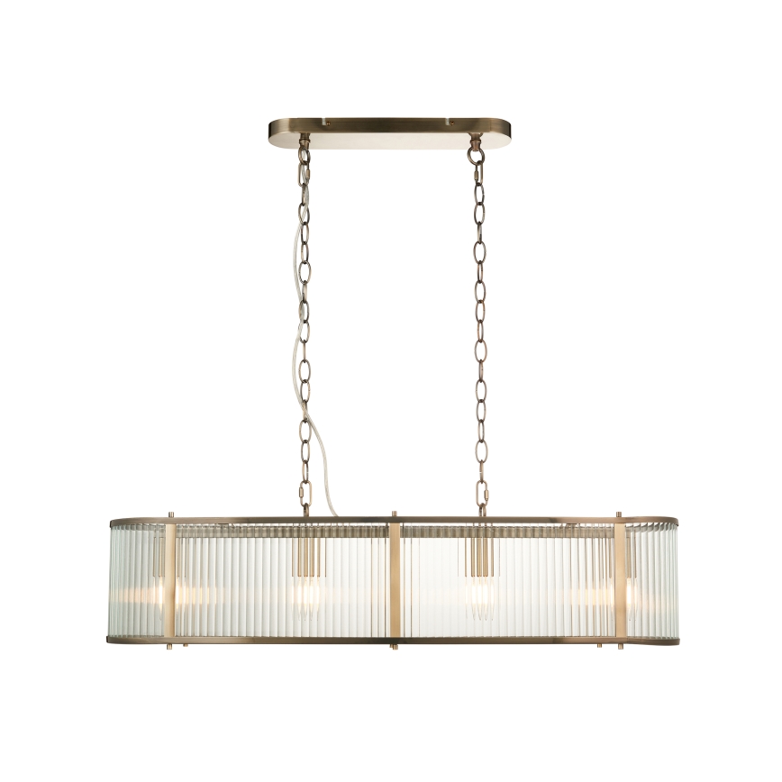 Endon 110945 - Κρεμαστό φωτιστικό οροφής RIDGETON 4xE14/6W/230V ορείχαλκος/διαφανές