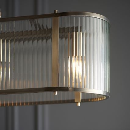 Endon 110945 - Κρεμαστό φωτιστικό οροφής RIDGETON 4xE14/6W/230V ορείχαλκος/διαφανές