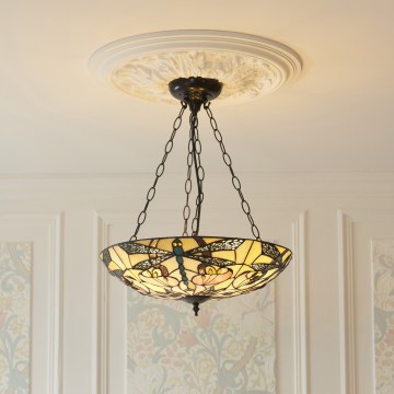 Endon 111869 - Κρεμαστός πολυέλαιος με αλυσίδα Tiffany ASHTON 3xE27/10W/230V διάμ. 45 εκ.