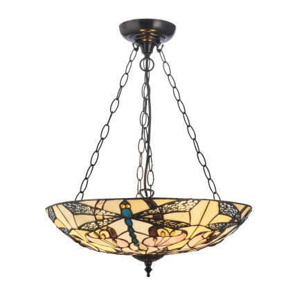 Endon 111869 - Κρεμαστός πολυέλαιος με αλυσίδα Tiffany ASHTON 3xE27/10W/230V διάμ. 45 εκ.