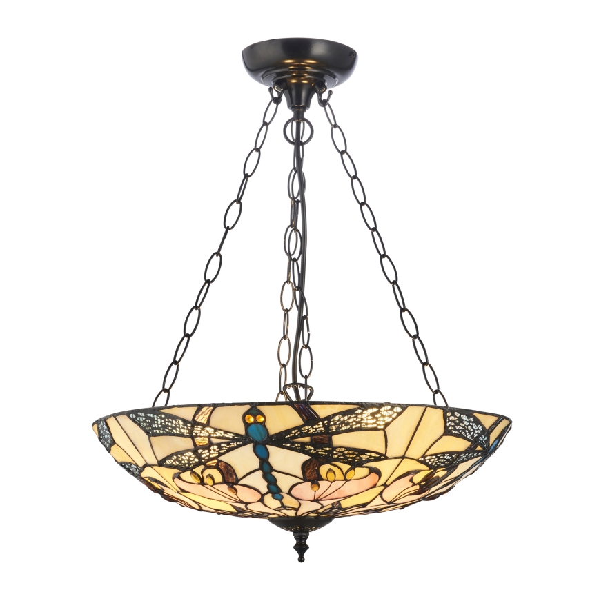 Endon 111869 - Κρεμαστός πολυέλαιος με αλυσίδα Tiffany ASHTON 3xE27/10W/230V διάμ. 45 εκ.