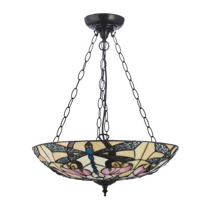 Endon 111869 - Κρεμαστός πολυέλαιος με αλυσίδα Tiffany ASHTON 3xE27/10W/230V διάμ. 45 εκ.