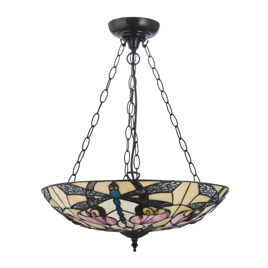 Endon 111869 - Κρεμαστός πολυέλαιος με αλυσίδα Tiffany ASHTON 3xE27/10W/230V διάμ. 45 εκ.
