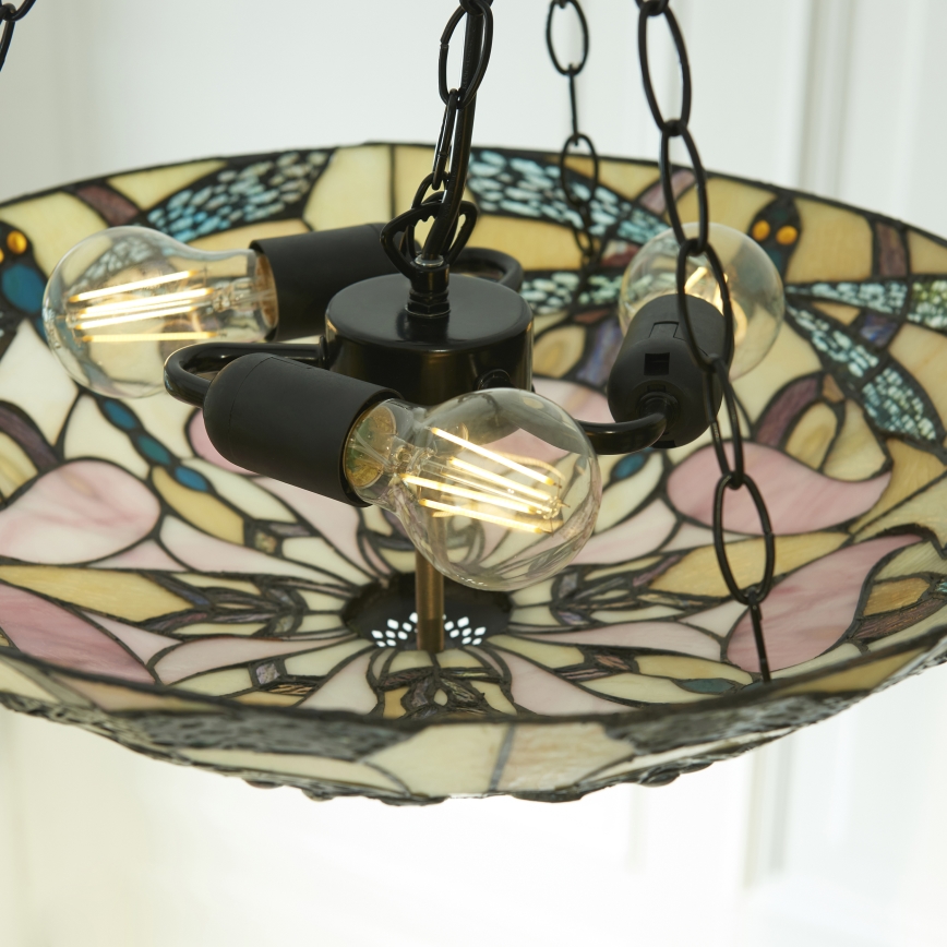Endon 111869 - Κρεμαστός πολυέλαιος με αλυσίδα Tiffany ASHTON 3xE27/10W/230V διάμ. 45 εκ.