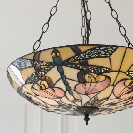 Endon 111869 - Κρεμαστός πολυέλαιος με αλυσίδα Tiffany ASHTON 3xE27/10W/230V διάμ. 45 εκ.
