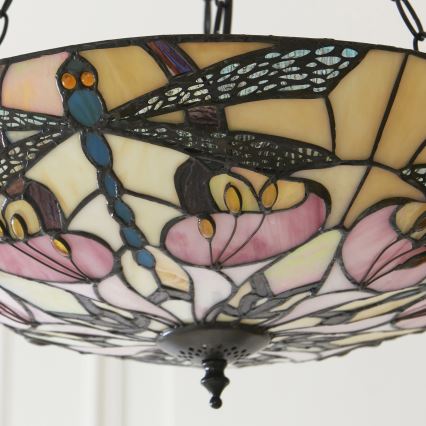 Endon 111869 - Κρεμαστός πολυέλαιος με αλυσίδα Tiffany ASHTON 3xE27/10W/230V διάμ. 45 εκ.