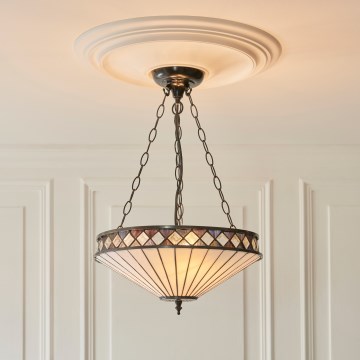Endon 111870 - Πολυέλαιος σε αλυσίδα Tiffany FARGO 3xE27/10W/230V, διάμ. 41,5 εκ.