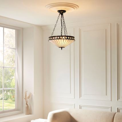 Endon 111870 - Πολυέλαιος σε αλυσίδα Tiffany FARGO 3xE27/10W/230V, διάμ. 41,5 εκ.