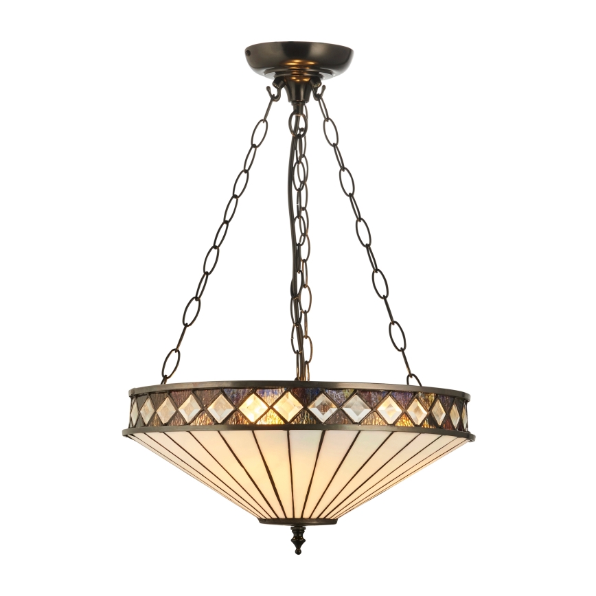 Endon 111870 - Πολυέλαιος σε αλυσίδα Tiffany FARGO 3xE27/10W/230V, διάμ. 41,5 εκ.