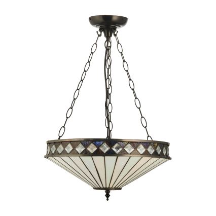 Endon 111870 - Πολυέλαιος σε αλυσίδα Tiffany FARGO 3xE27/10W/230V, διάμ. 41,5 εκ.