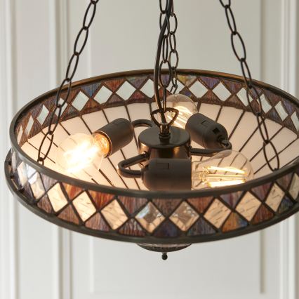 Endon 111870 - Πολυέλαιος σε αλυσίδα Tiffany FARGO 3xE27/10W/230V, διάμ. 41,5 εκ.