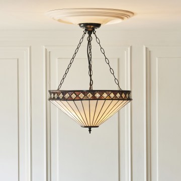 Endon 111871 - Πολυέλαιος σε αλυσίδα Tiffany FARGO, 3xE27/10W/230V, διάμ. 50 cm