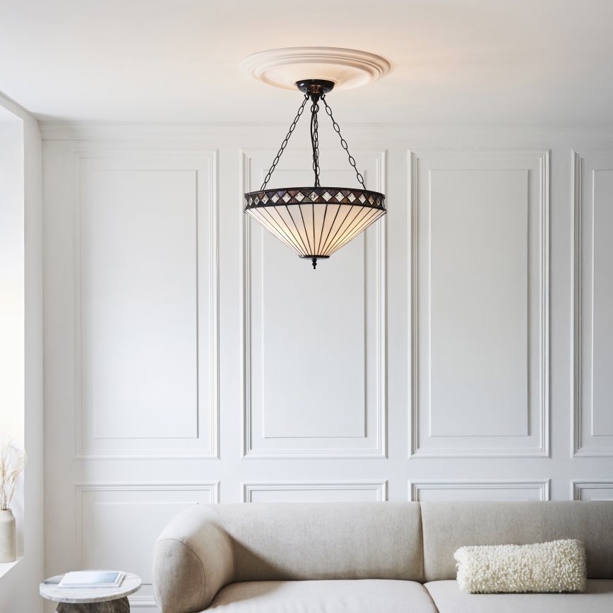 Endon 111871 - Πολυέλαιος σε αλυσίδα Tiffany FARGO, 3xE27/10W/230V, διάμ. 50 cm