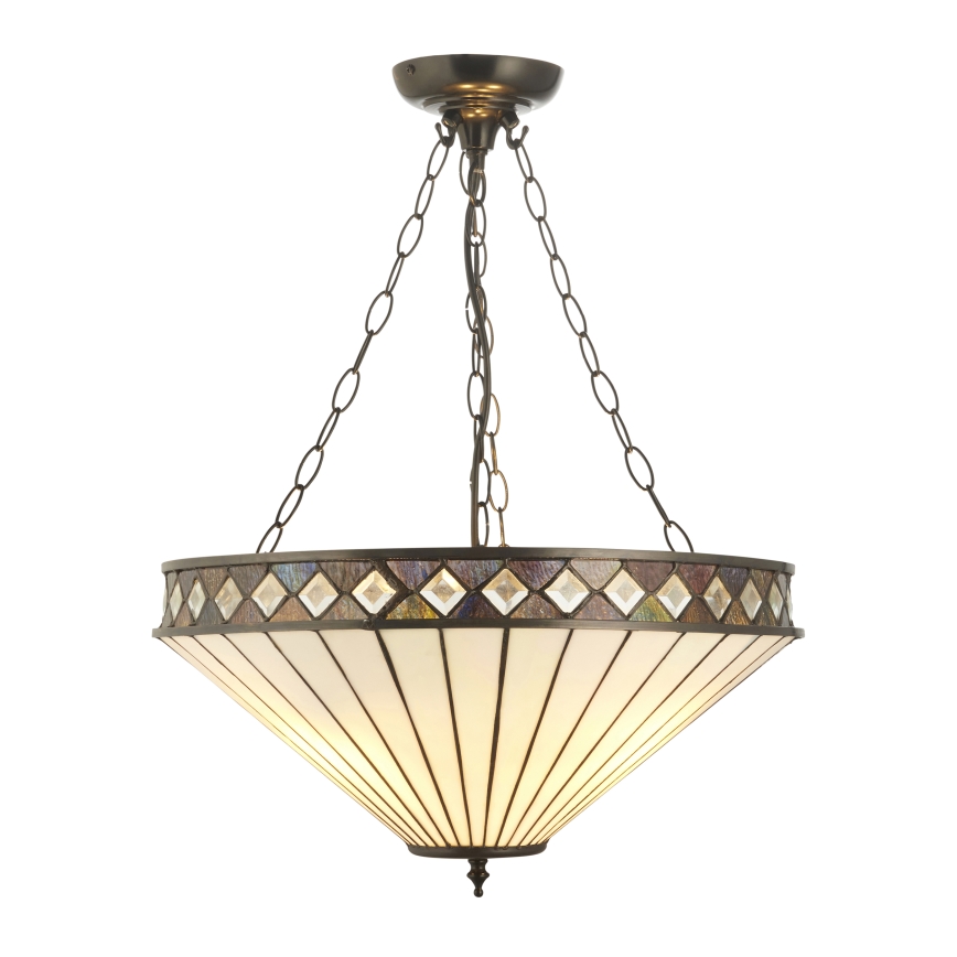 Endon 111871 - Πολυέλαιος σε αλυσίδα Tiffany FARGO, 3xE27/10W/230V, διάμ. 50 cm