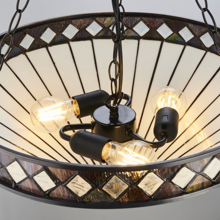 Endon 111871 - Πολυέλαιος σε αλυσίδα Tiffany FARGO, 3xE27/10W/230V, διάμ. 50 cm